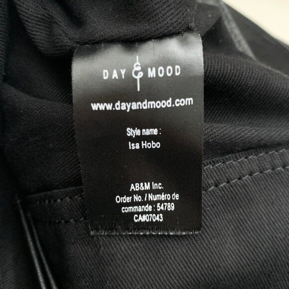 Day & Mood Isa Hobo Purse Black Leather Bag Adjustable Zip Top Pockets - Picture 6 of 8